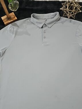 Lululemon Men's Lightweight Grey Polo with Three-Button Placket